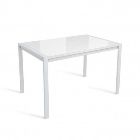 ЛОФТ стол раздвижной со стеклом Белый Optiwhite/Белый